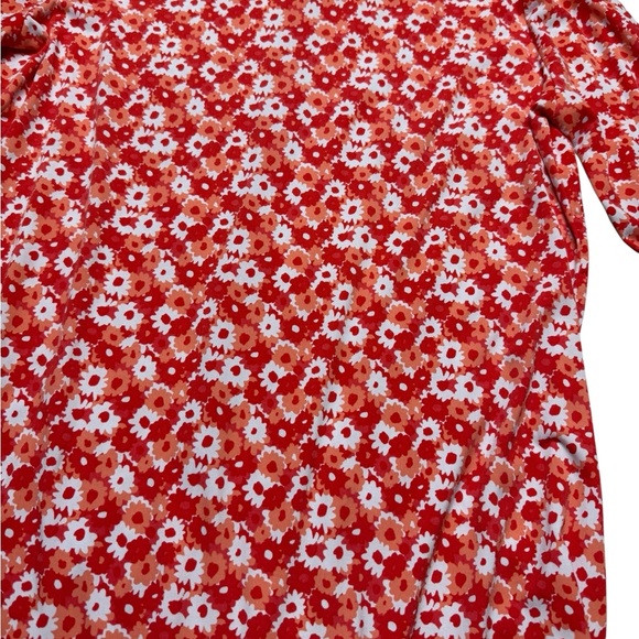 ✨Michael Kors Red Floral Bell Sleeve Shift Dress Women’s Large Boho Chic Retro🌸✨ - Picture 5 of 5